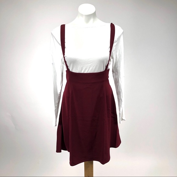 maroon overall skirt